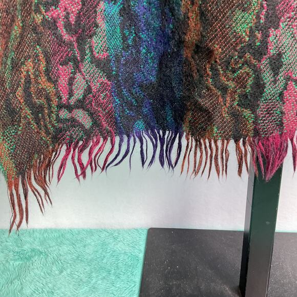 Womens Fringed Oil Slick style Snakeskin print scarf rectangle 62 x 13 - Picture 5 of 7